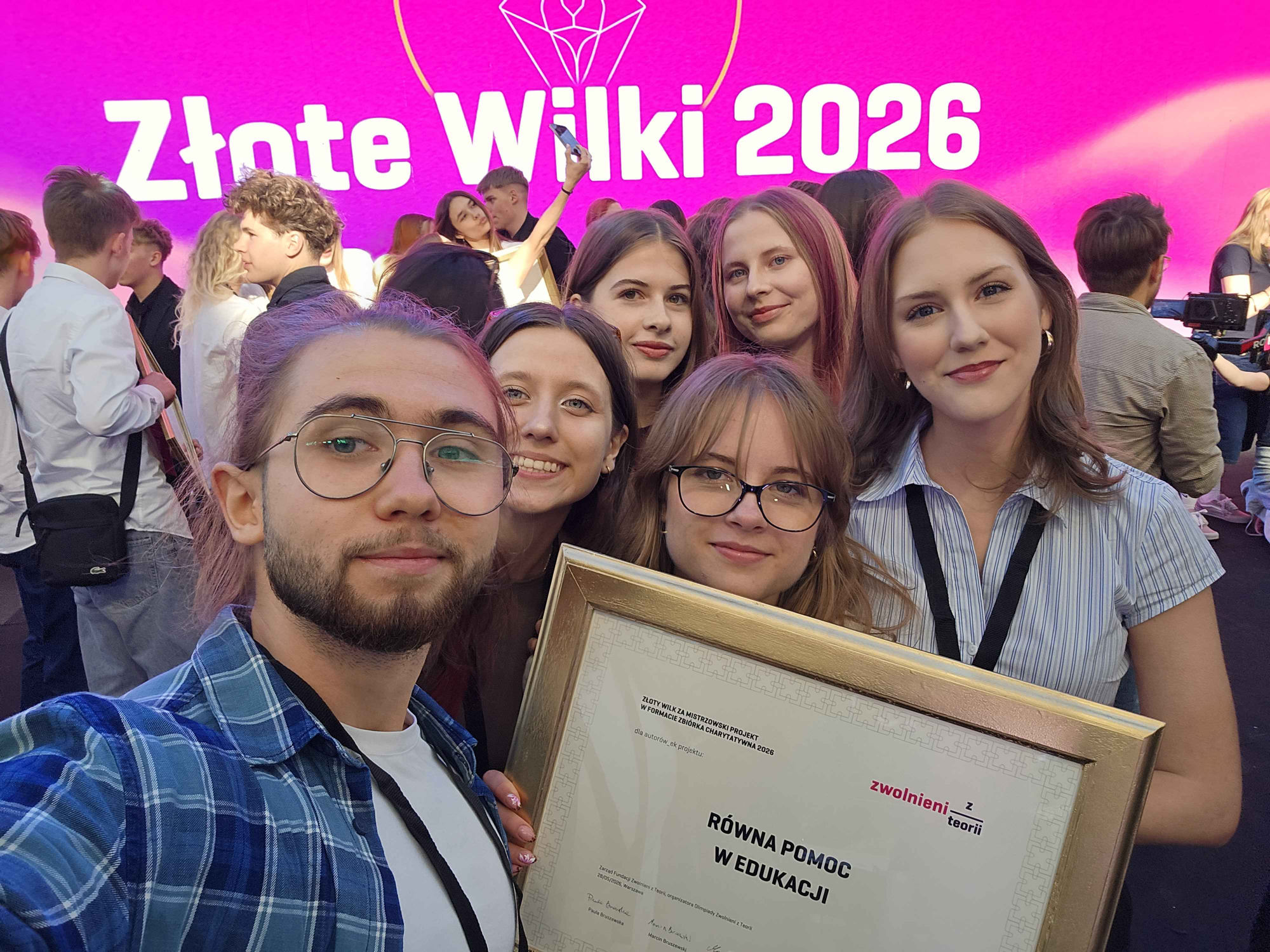 The Equal Education Foundation team receiving the Golden Wolf 2026 award in Warsaw.